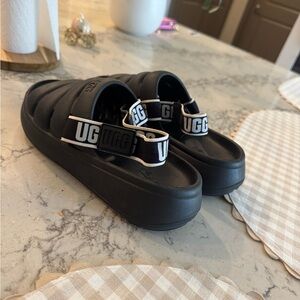 UGG Black Quilted Slide Sandals